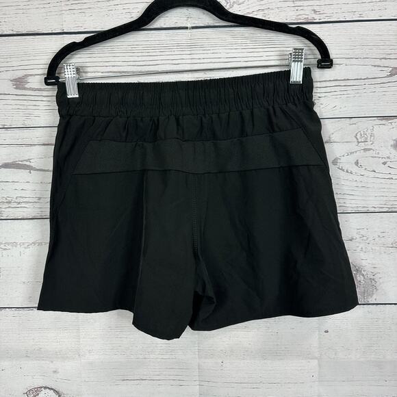 Young LA Shorts Womens Medium Black Lined Pull on Elastic Waist Zip pockets - Picture 5 of 11